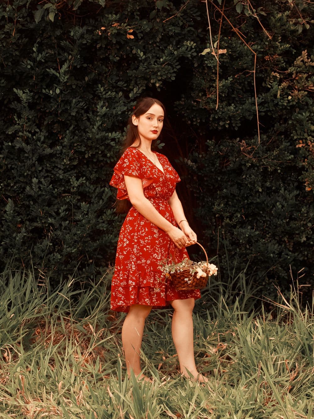 Rouge Floral Midi Dress
